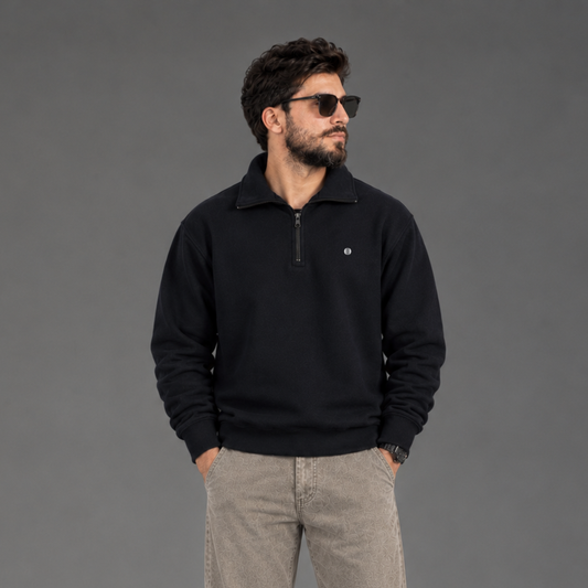 The High-Collar Quarter-Zip Sweatshirt