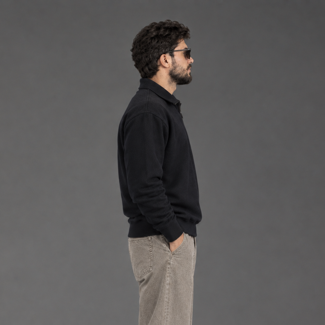 The High-Collar Quarter-Zip Sweatshirt