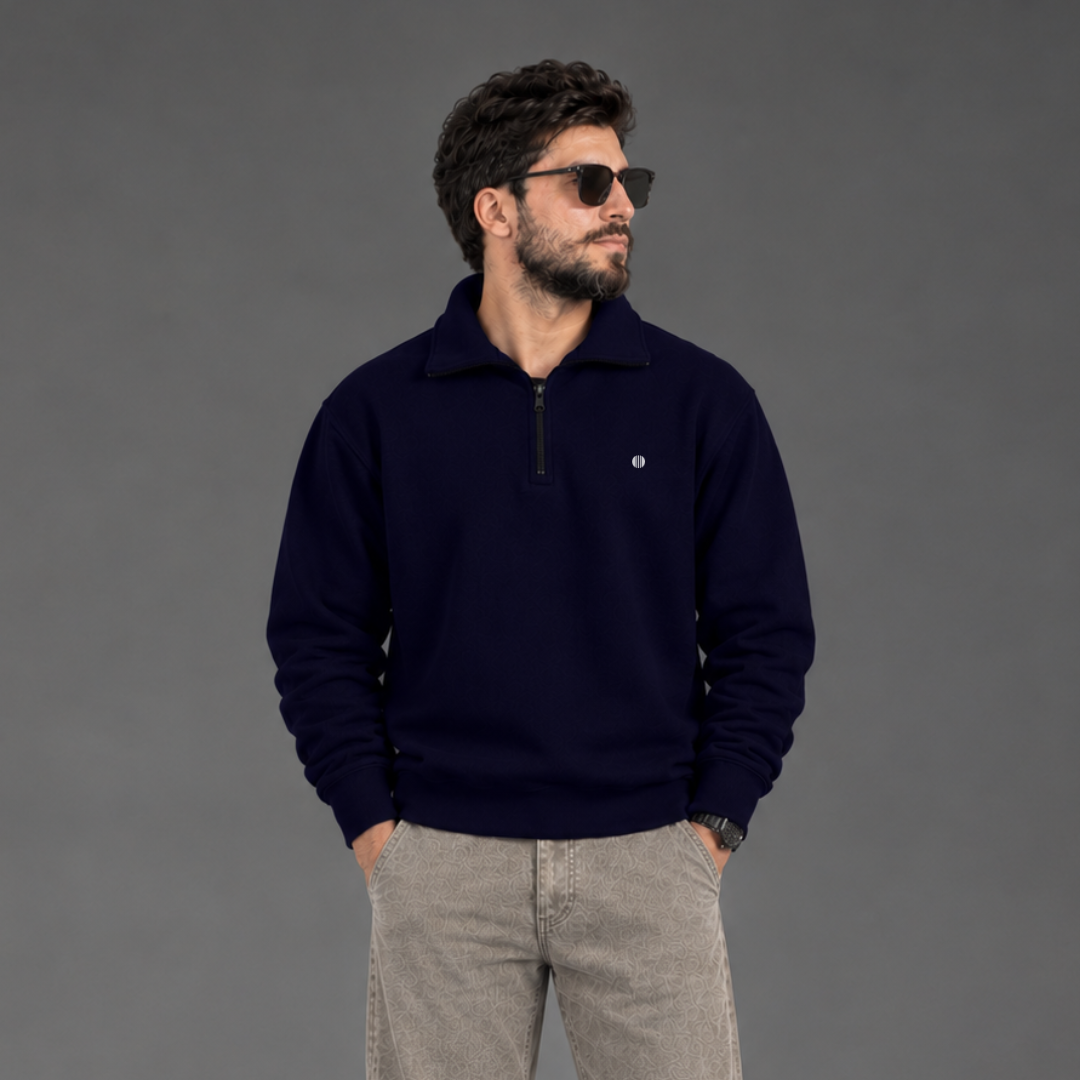 The High-Collar Quarter-Zip Sweatshirt