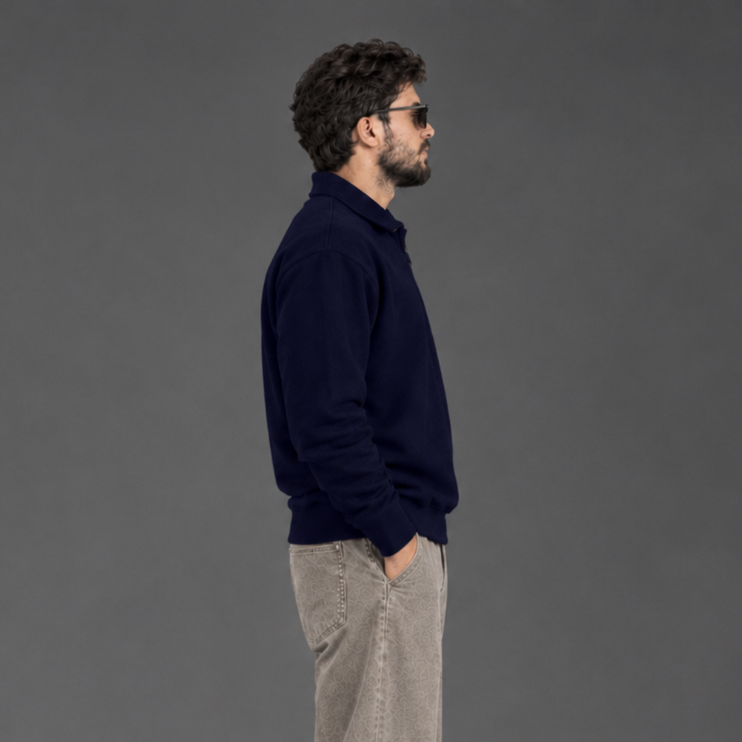 The High-Collar Quarter-Zip Sweatshirt